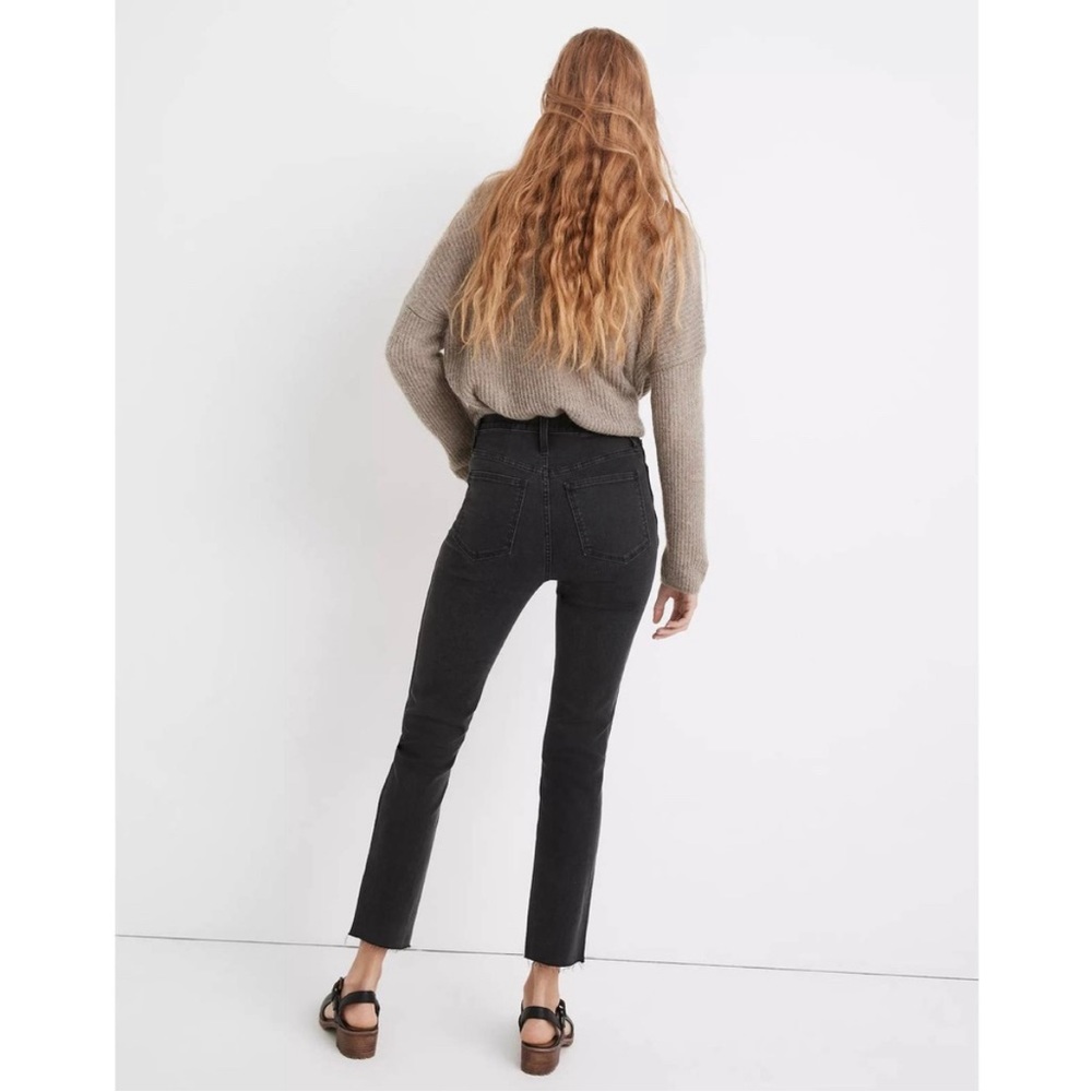 Madewell Women’s Sz 27 Black Stovepipe Cropped Raw Hem Straight Leg Jeans